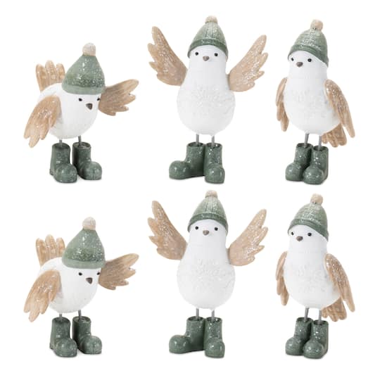 Winter Bird with Snowboots Figurine Set